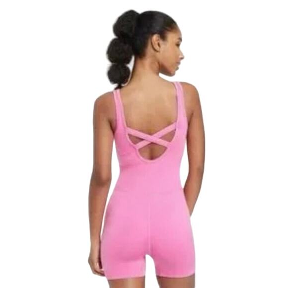 Joylab Seamless Ribbed Berry Pink Short Romper One Piece Size Small - Picture 2 of 6